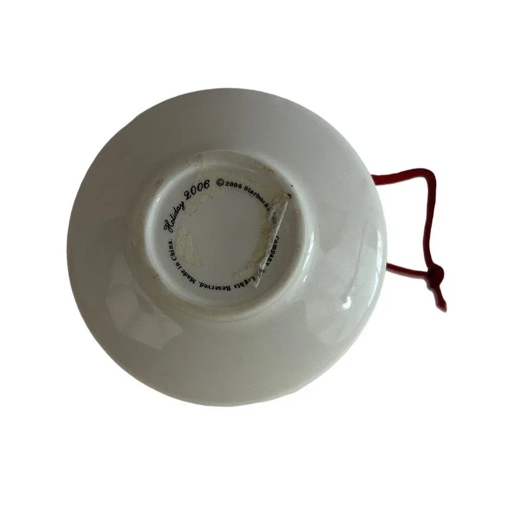 Starbucks WISH Mini Teacup w/ Saucer Christmas Ornament - 2006 Miniature Cup - Picture 5 of 5